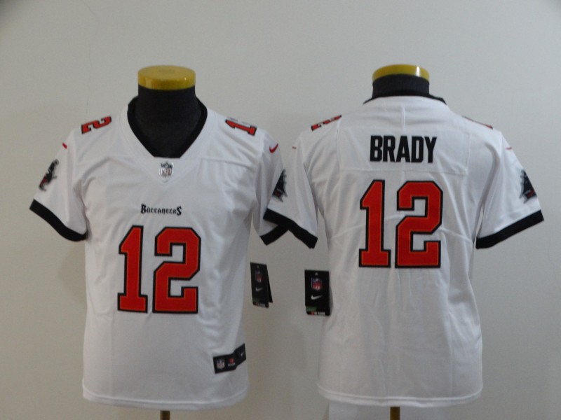 Youth Tampa Bay Buccaneers White #12 Tom Brady Vapor Untouchable Limited Stitched Jersey